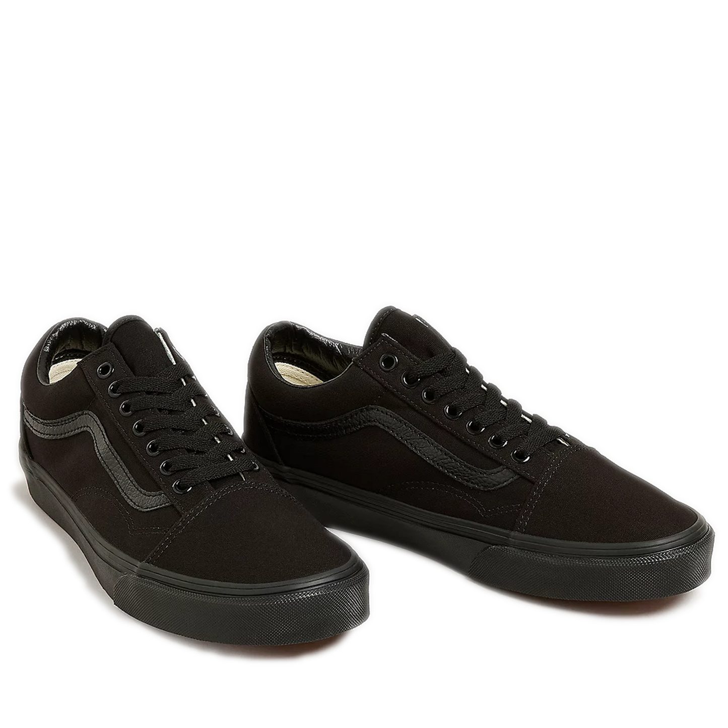 Grade School Vans Old Skool Canvas Shoes - Black/ Black