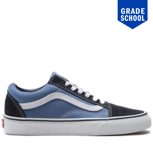 Grade School Vans Old Skool Canvas Shoes - Navy/ Blue