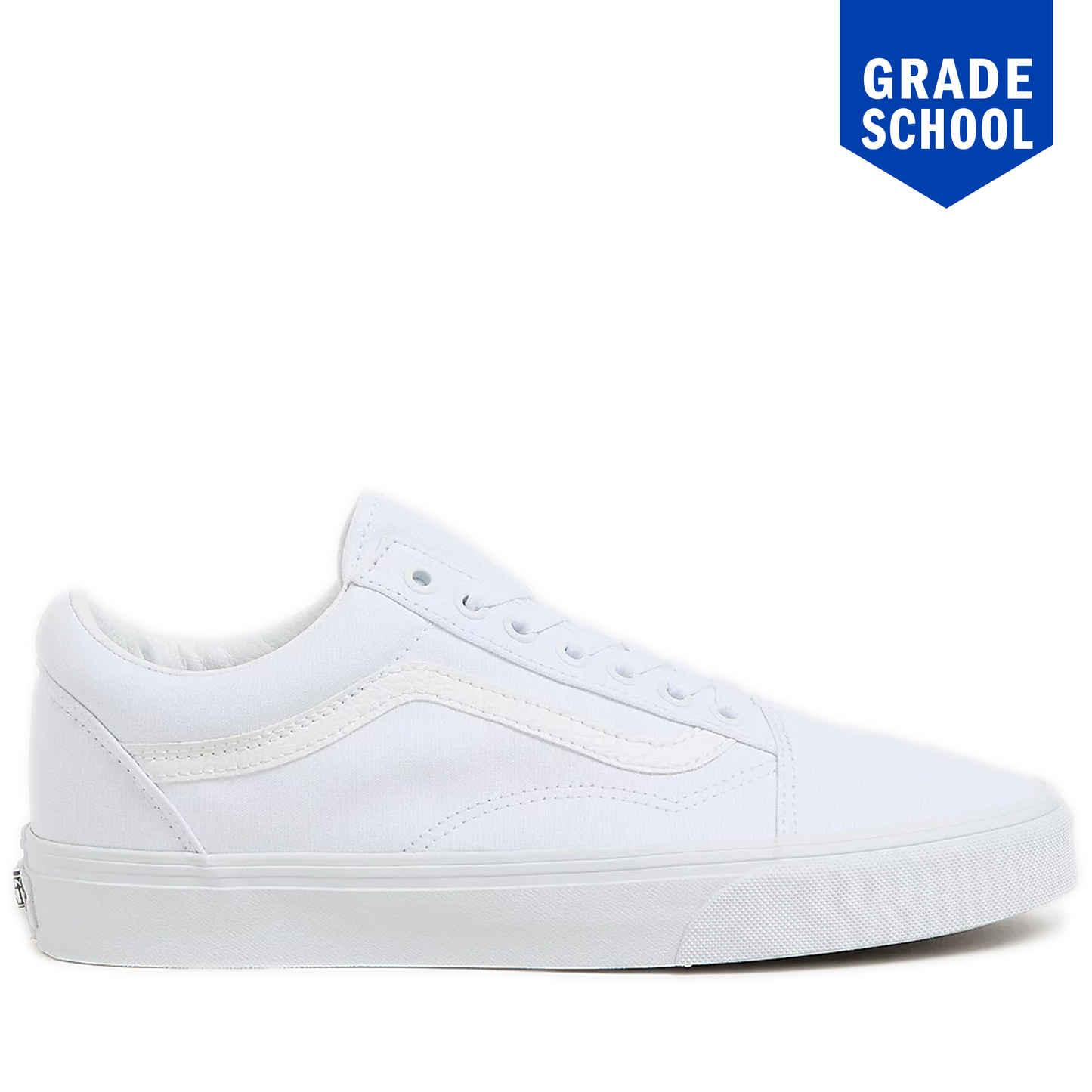 Grade School Vans Old Skool Canvas Shoes - True white