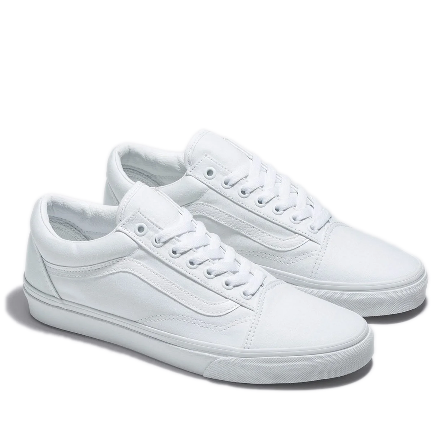 Grade School Vans Old Skool Canvas Shoes - True white