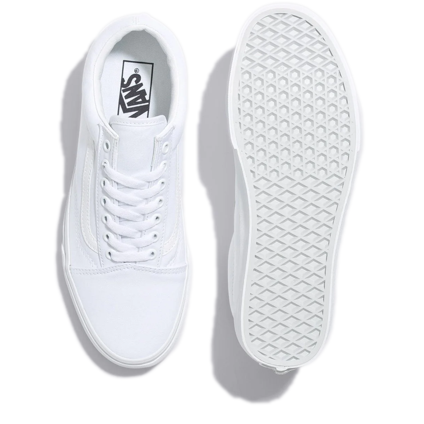 Grade School Vans Old Skool Canvas Shoes - True white