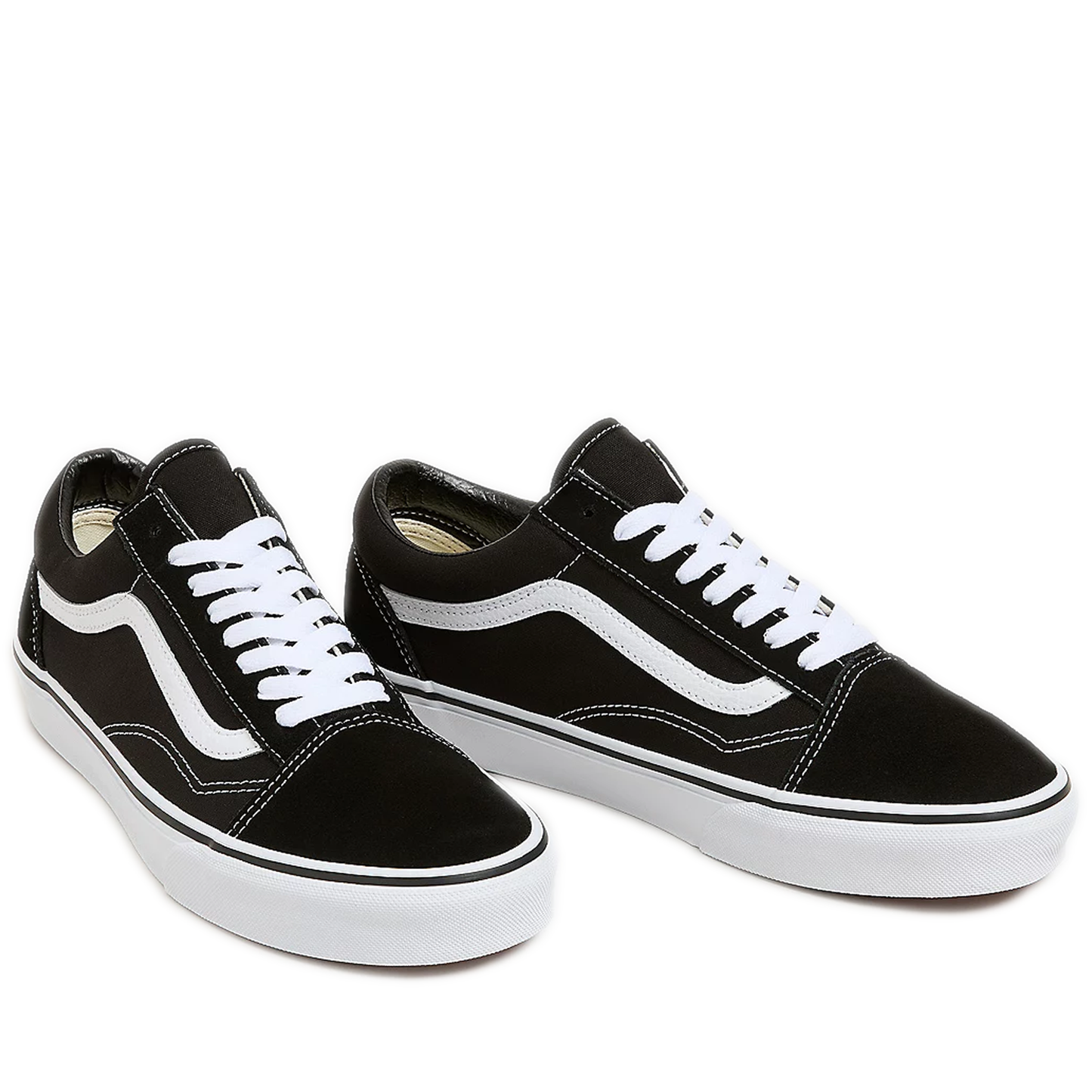 Grade School Vans Old Skool Canvas Shoes - Black/ White