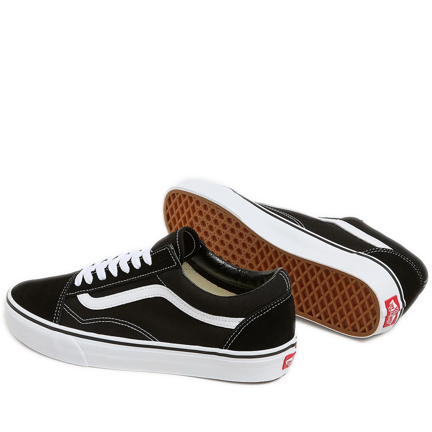 Grade School Vans Old Skool Canvas Shoes - Black/ White