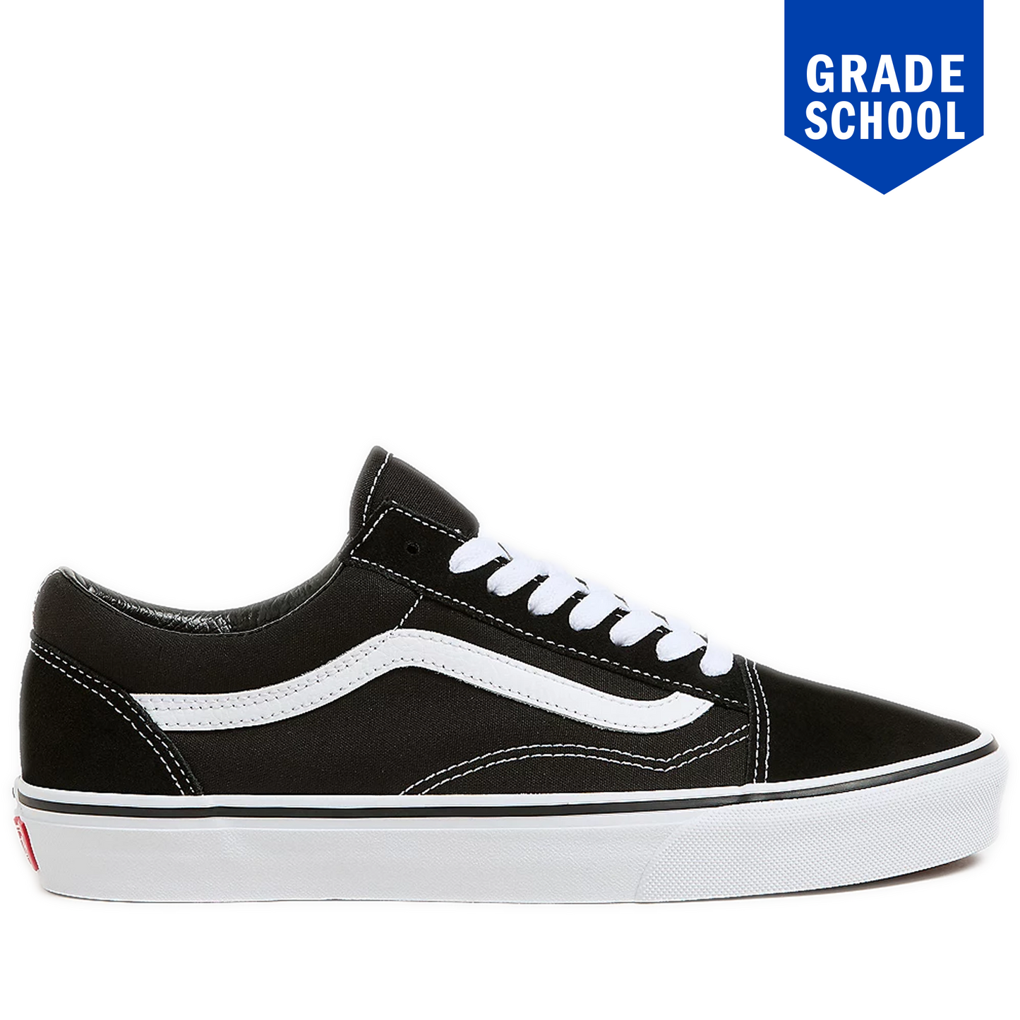 Grade School Vans Old Skool Canvas Shoes - Black/ White