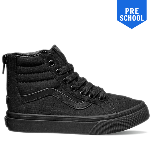 Pre School Vans SK8-HI Zip Shoes - Black/ Black