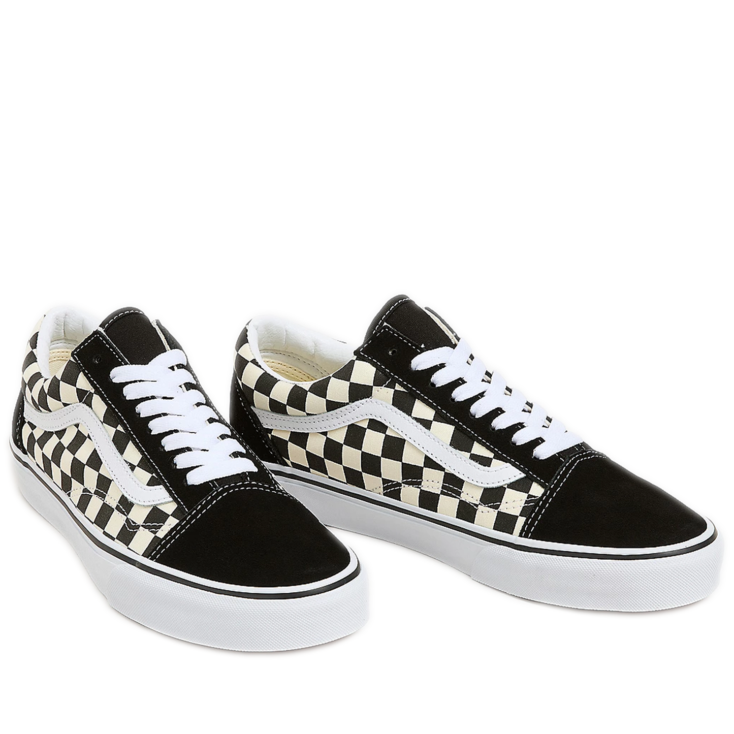 Men's Vans Old Skool Primary Check Shoes- Black/  White