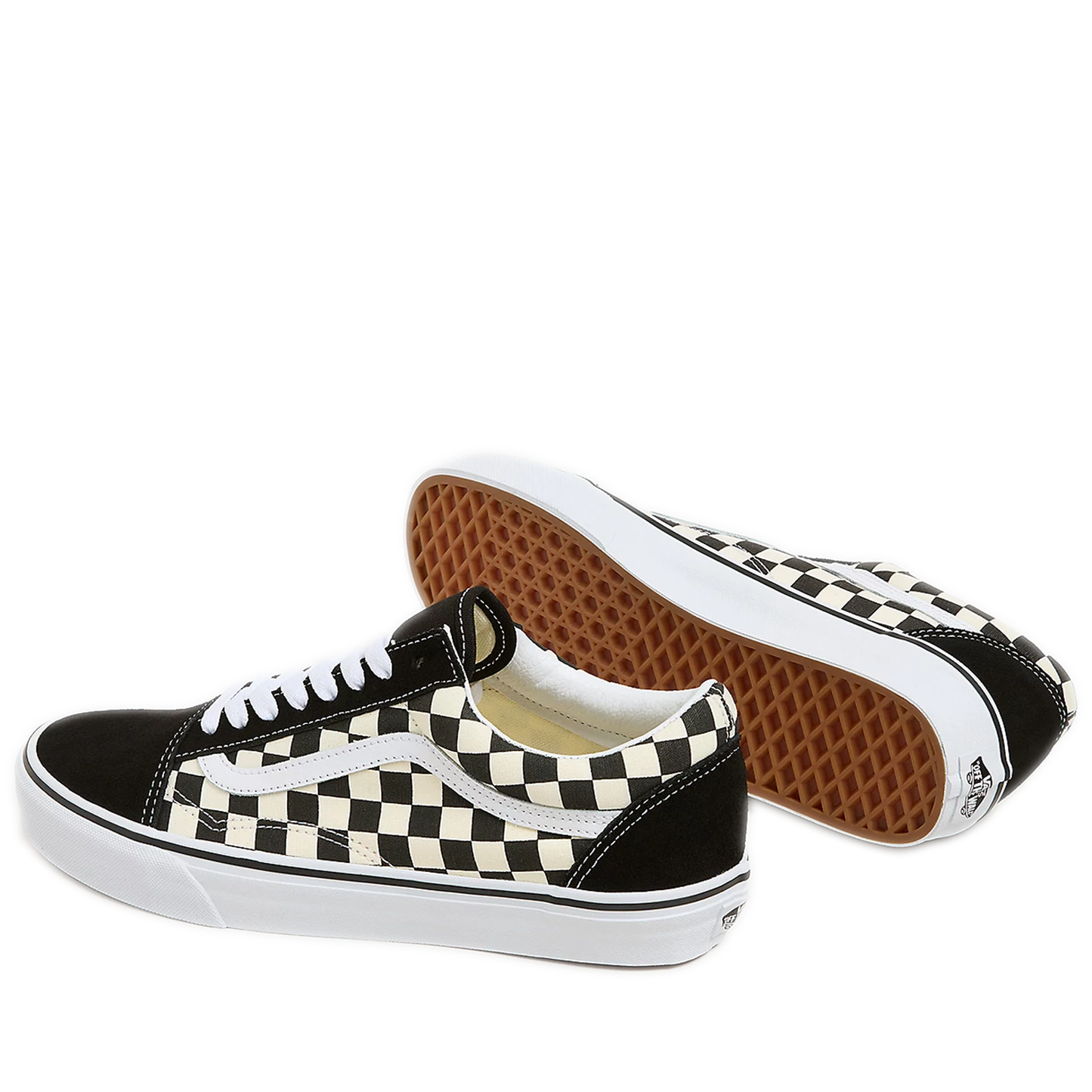 Men's Vans Old Skool Primary Check Shoes- Black/  White