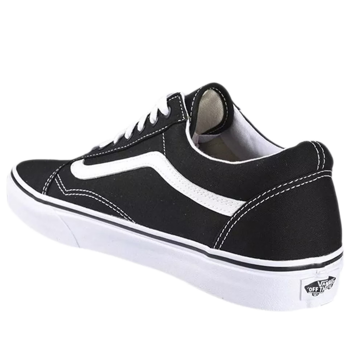 Grade School Vans Old Skool Canvas Shoes - Black/ White