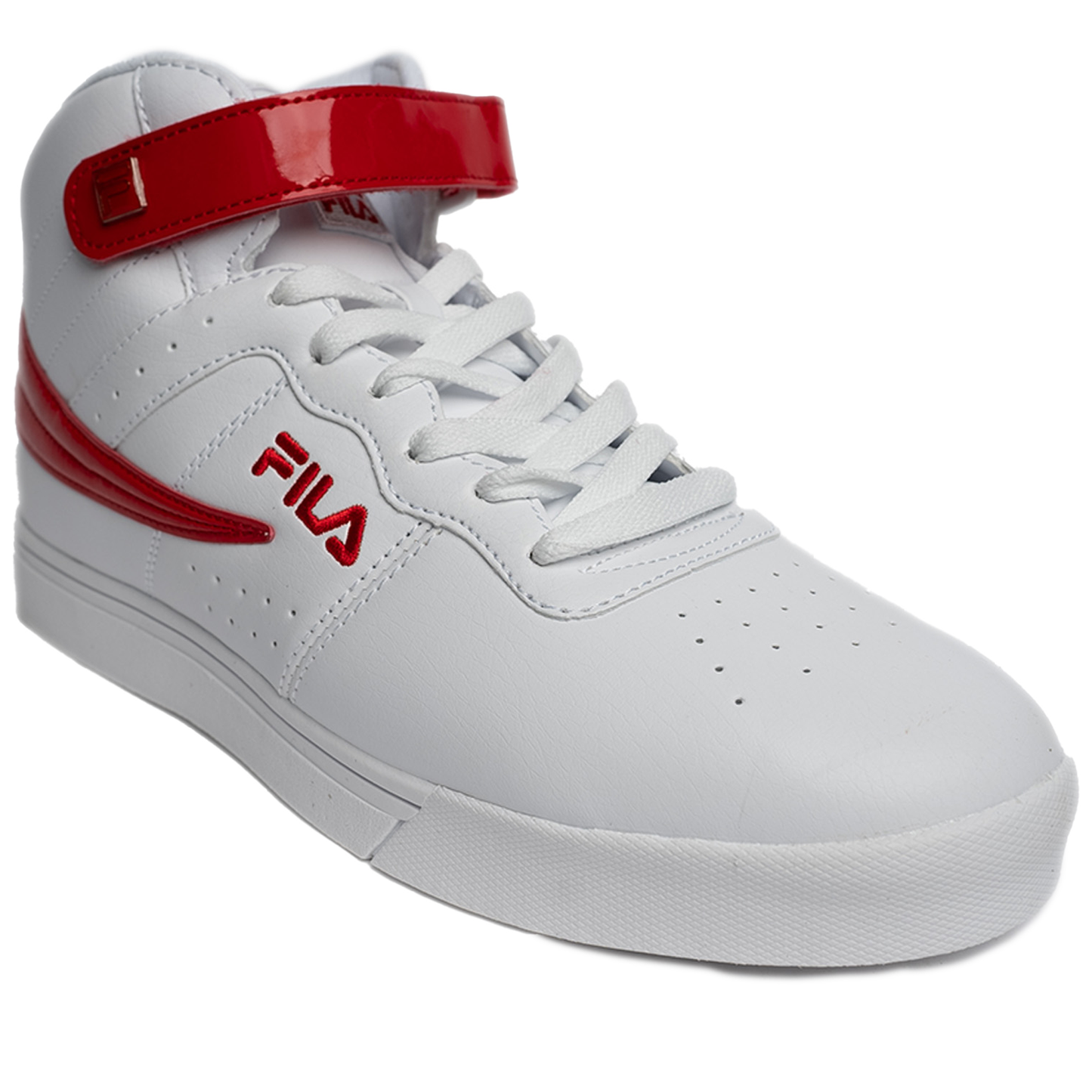 Men's Fila Vulc 13 Patent Flag - White/ Red/ White