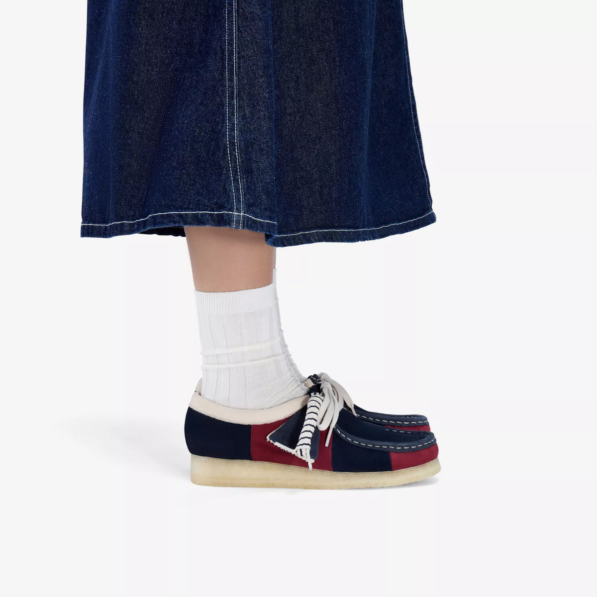 Women's Clarks Wallabee - Navy Stripe