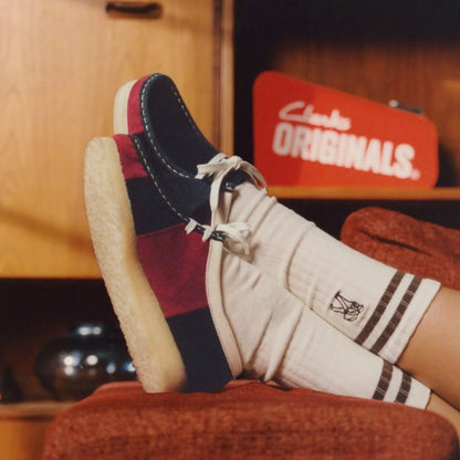 Women's Clarks Wallabee - Navy Stripe