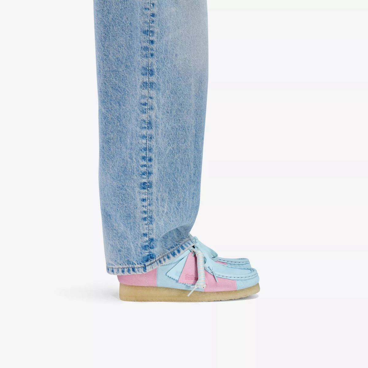 Women's Clarks Wallabee - Pale Blue Stripe