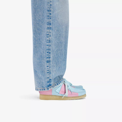 Women's Clarks Wallabee - Pale Blue Stripe