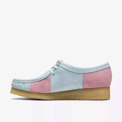 Women's Clarks Wallabee - Pale Blue Stripe