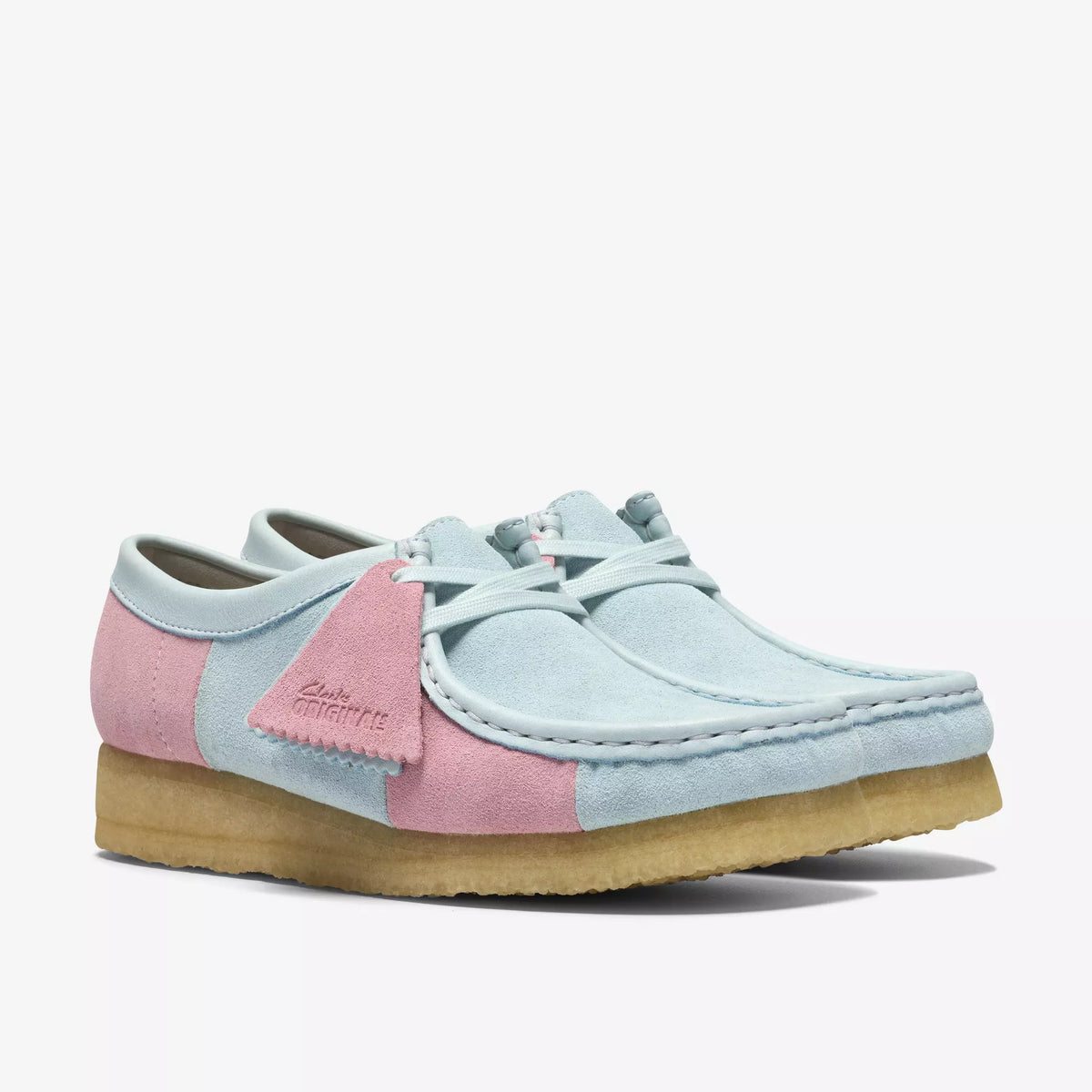 Women's Clarks Wallabee - Pale Blue Stripe