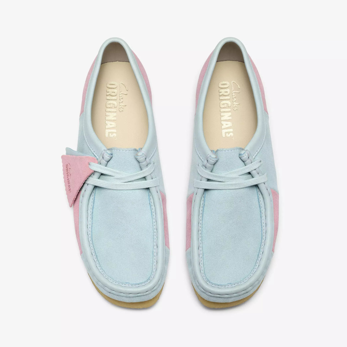 Women's Clarks Wallabee - Pale Blue Stripe