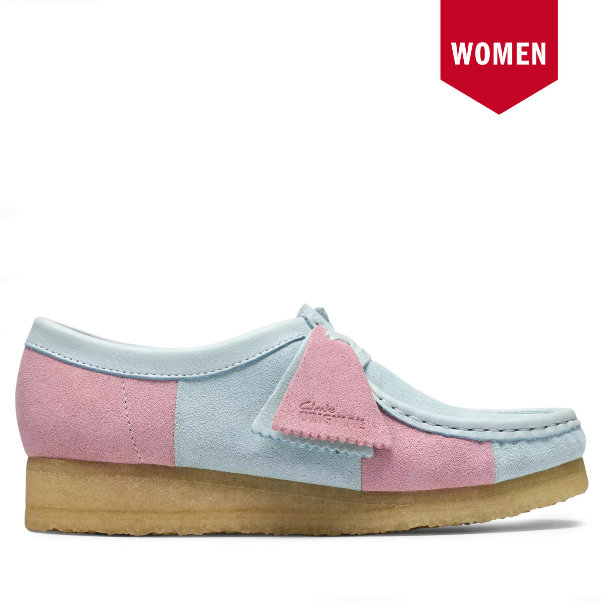 Women's Clarks Wallabee - Pale Blue Stripe