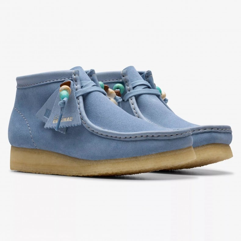 Women's Clarks Wallabee Boot - Powder Blue Suede