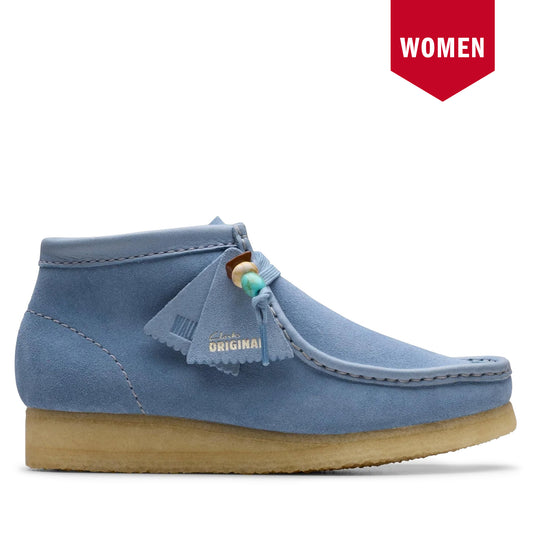 Women's Clarks Wallabee Boot - Powder Blue Suede Powder Blue Suede
