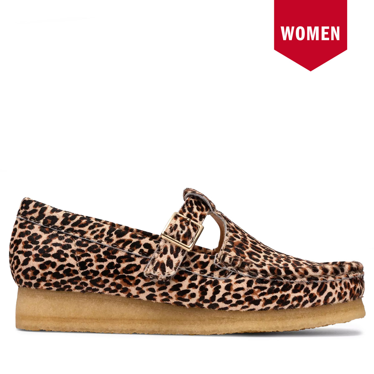 Women's Clarks Wallabee T Bar - Leopard Print