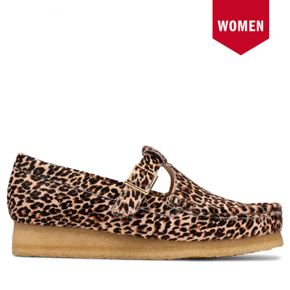 Women's Clarks Wallabee T Bar - Leopard Print