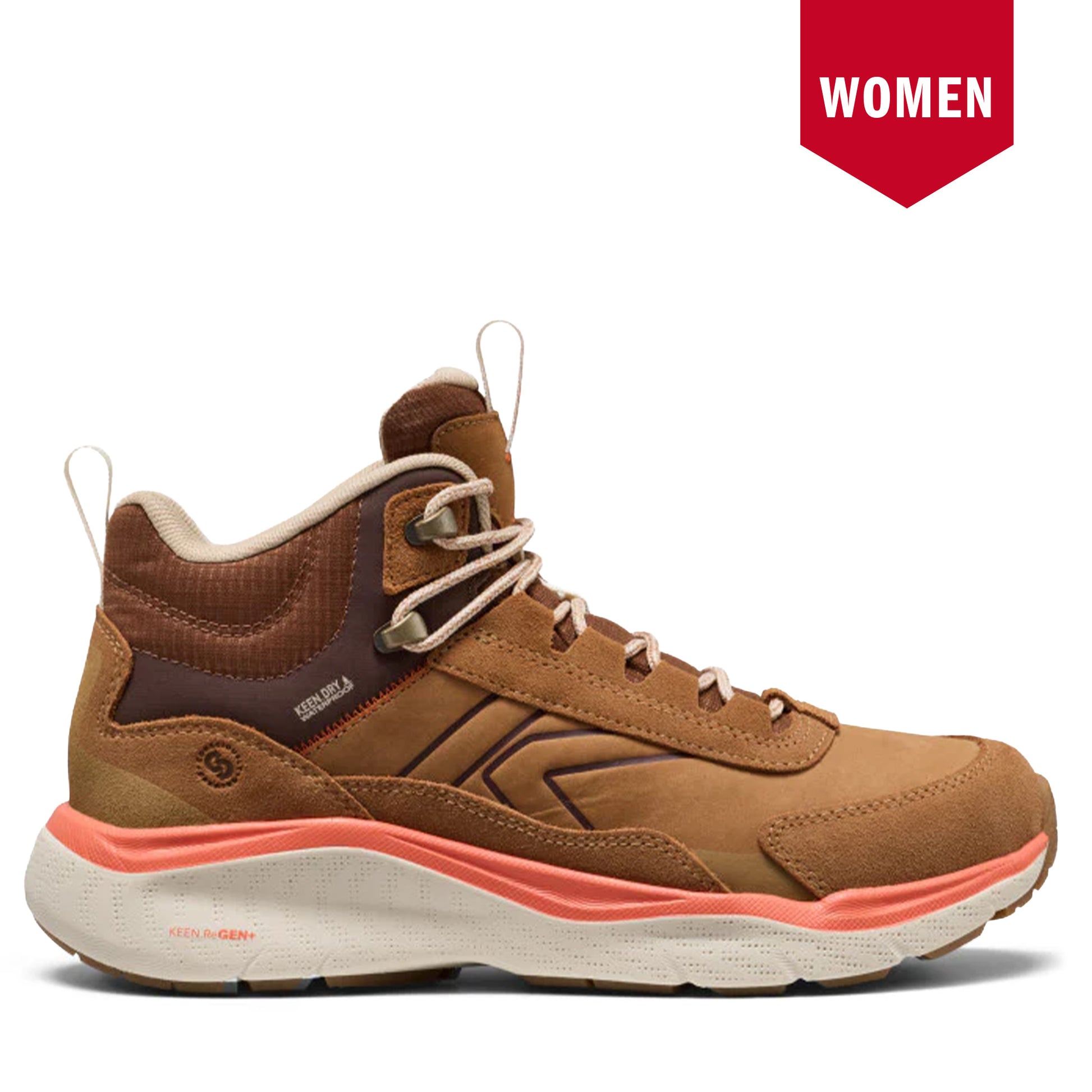 Women's Keen Leiki Leather Waterproof Hiking Boots - Chipmunk/Birch Chipmunk Birch