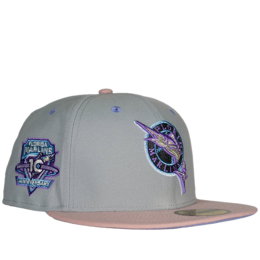 New Era Florida Marlins 59Fifty Fitted Hat - Grey/ Pink/ Purple